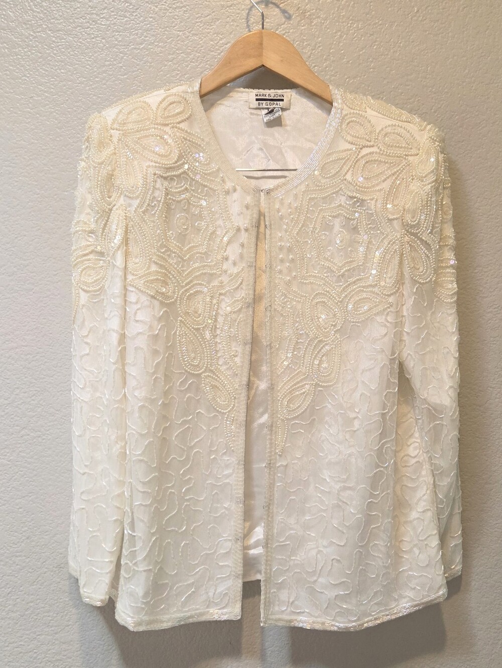 Mark & John by Gopal Vintage 80s Beaded Silk Jacket L Glam